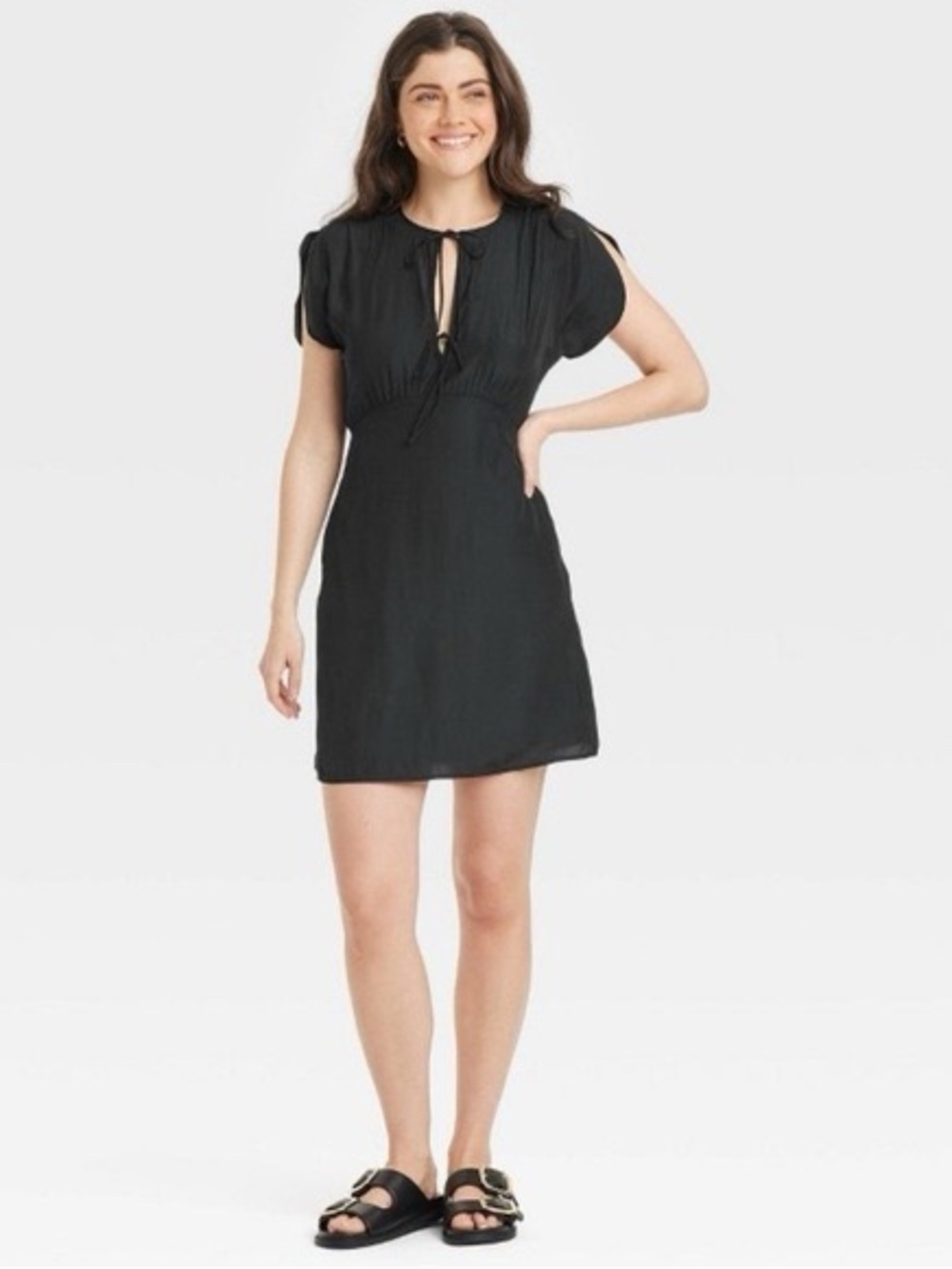 Universal Thread Black Tie-Front Mini Dress NWT